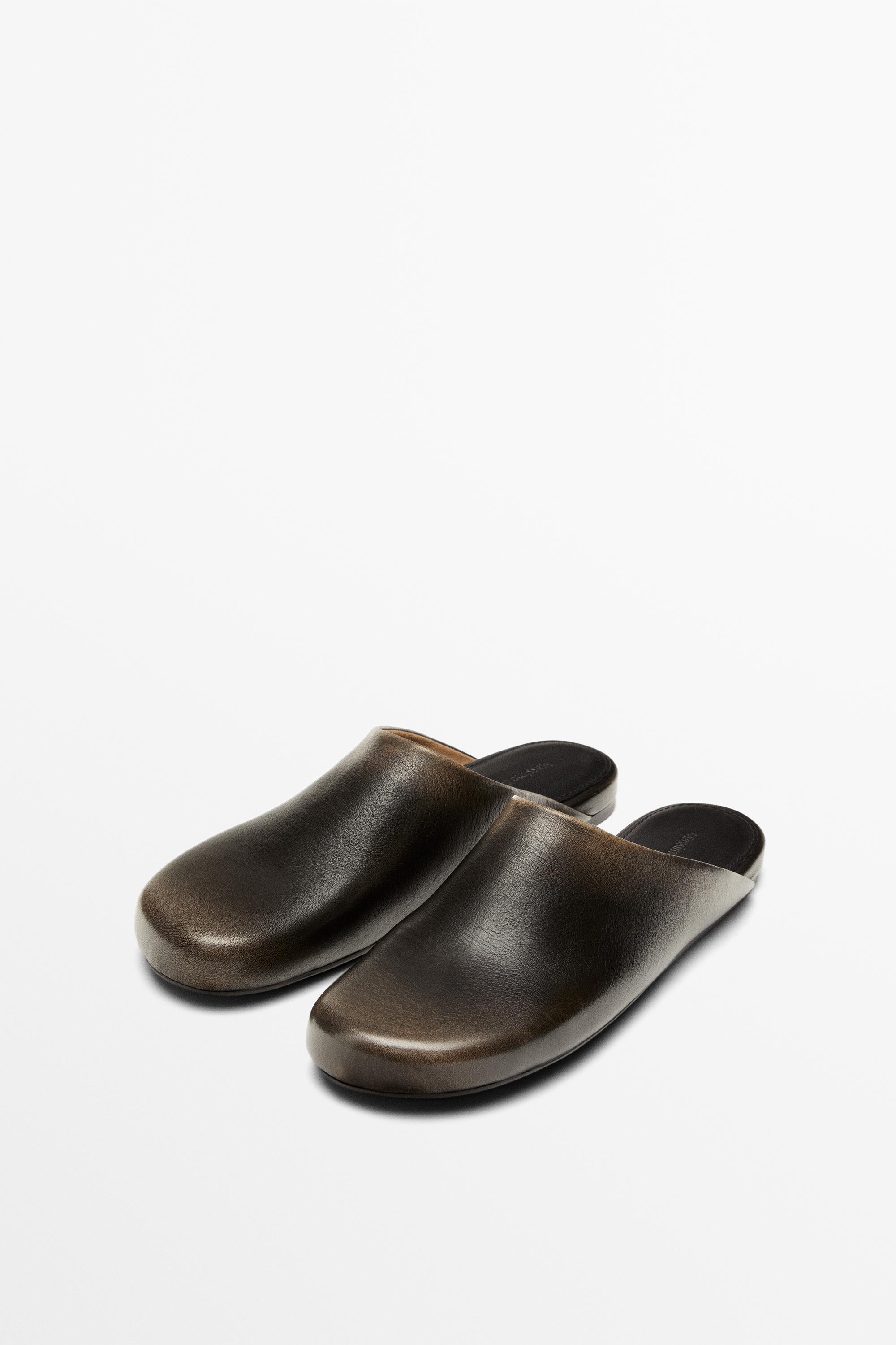 Sabot à talon ouvert en cuir